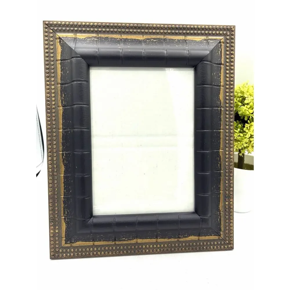 Black & Gold Faux Bamboo Picture Frame with Beaded Trim, 5x7